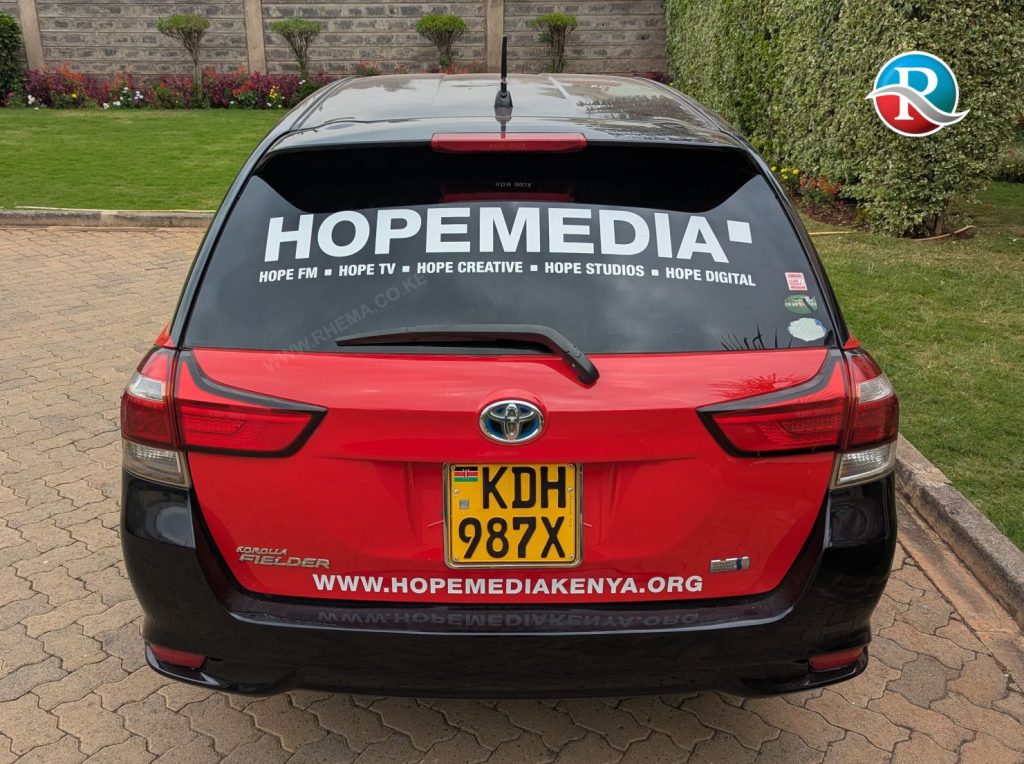 Hope Media Toyota Fielder Vehicle Branding back door